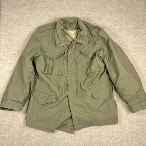 Vtg US Military Field Jacket Mens Large Long Olive Drab OG-107 Medium Liner